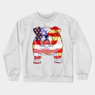 English Bulldog 4th Of July American Flag Crewneck Sweatshirt